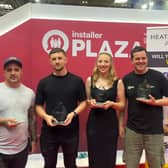Winners at the Heating Installer Awards with their trophies. Pictured far right is Nick Irlam from Bolton-le-Sands who came runner up in the national awards.