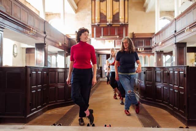 A clog dancing workshop led by Jenny Reeves in St John's Church. Photo by Mark Battista.