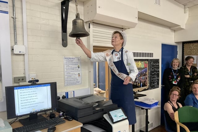 Jayne King rang the school bell on her final day at Great Wood.