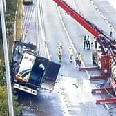 The recovery of the fire-hit lorry is ongoing on the M6 in Preston (Friday, July 29)