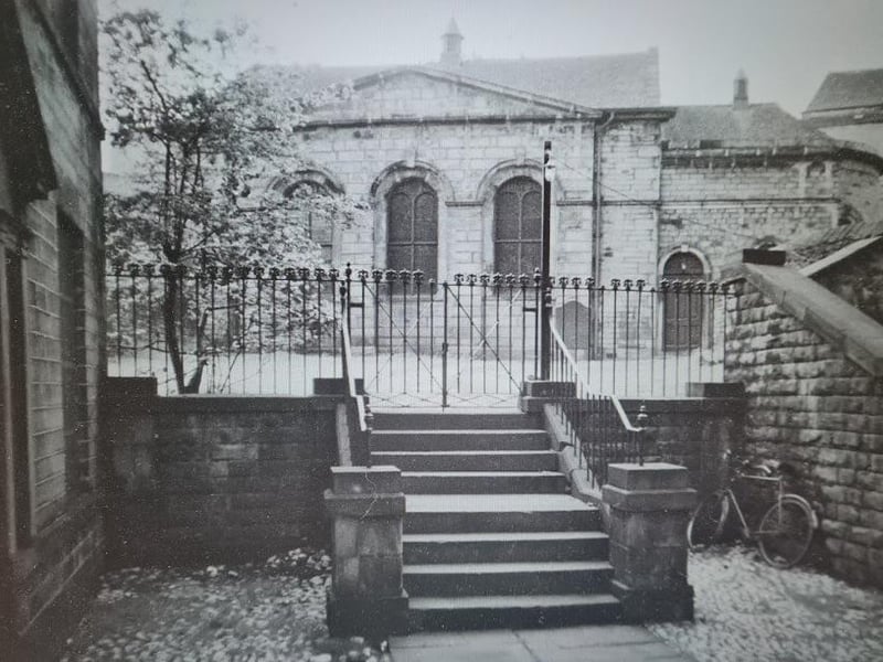 The Chapel c1964 going up the steps. UXC01/01/01/0159/10 St Nicholas Chapel Lancaster (Historic England).