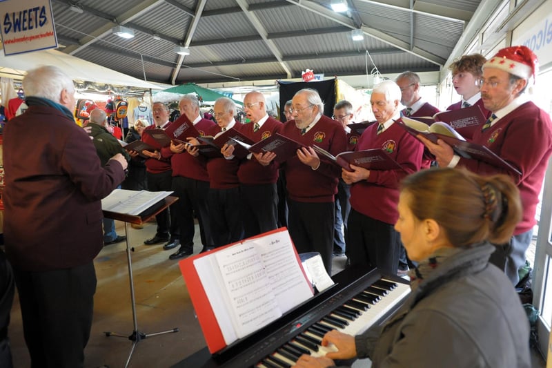 Lancaster Male Voice Choir performing at the Festival Market.