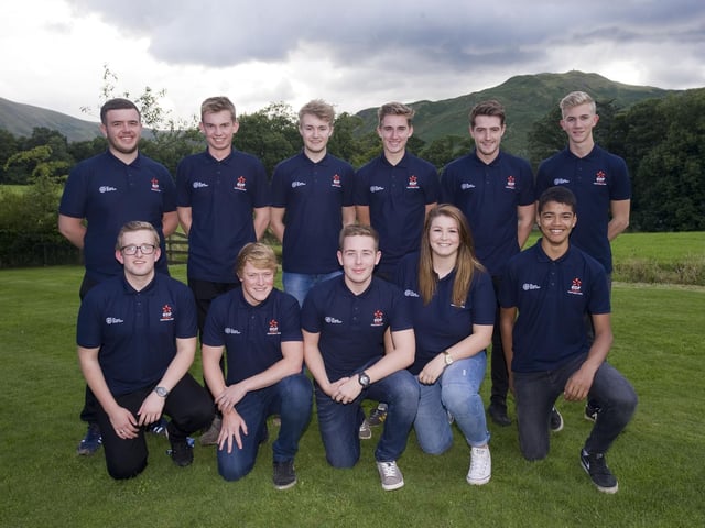 The new intake of Heysham Power Stations apprentices in 2015. Back row from left: Leon Haworth, Miles Ibison, Evan Anderson, Matthew Morris, Liam Cutts, Sam Stevens. Front row from left: Chris Senior, Jack Sharples, Greg Howarth, Sasha Merrick, Cameron Gallacher.
