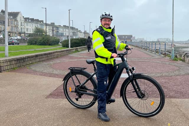Morecambe PCSO Terry Roddan with one of the new bikes.