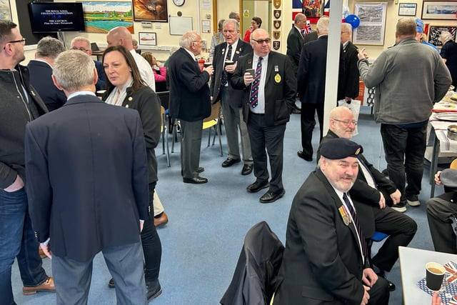 Veterans chat amongst themselves at the official opening of the Bay Veterans Association hub and drop-in centre.