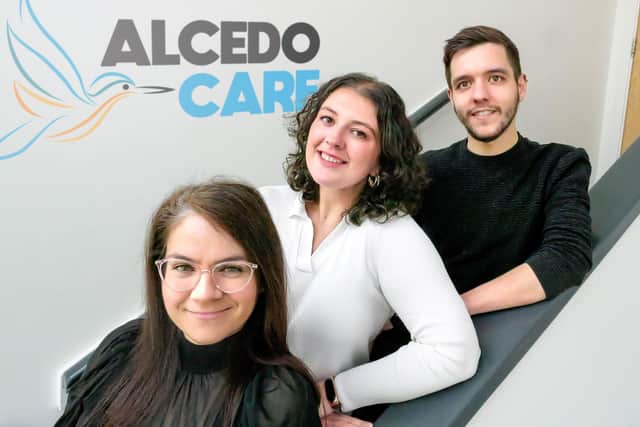 The Alcedo Care Group marketing team, from left, Maria Dobreva, Francesca Wellman and Jordan Panayi.