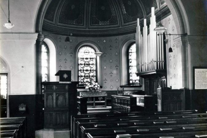The Chapel shortly before demolition showing the windows in the Apse, and the organ. Photo: Shaun Corkerry.