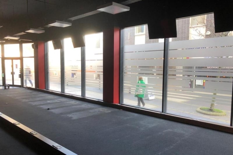 The front windows of the former gym look out onto Euston Road and New Town Square. Picture courtesy of Fitton Estates.