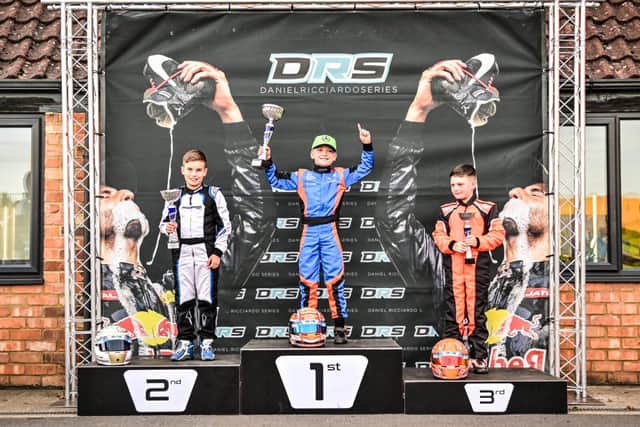 Ashton Redpath on the winners' podium. Photo by Foxy Red Photography.