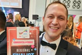 Dan Stainer with his certificate for being a finalist in the Home Care Registered Manager category at the North West Great British Care Awards.