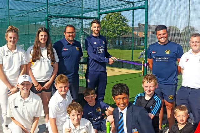 Richard Gleeson opens the new nets at Morecambe CC Picture: Tony North