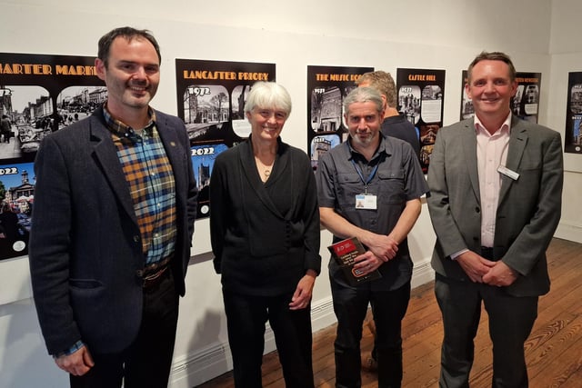 Richard Wooldridge, Director of HPA Chartered Architects; Councillor Caroline Jackson, Leader of Lancaster City Council; Coun Dave Brookes and Tony Johnson, BID Manager, at the launch event at Lancaster City Museum on Thursday.