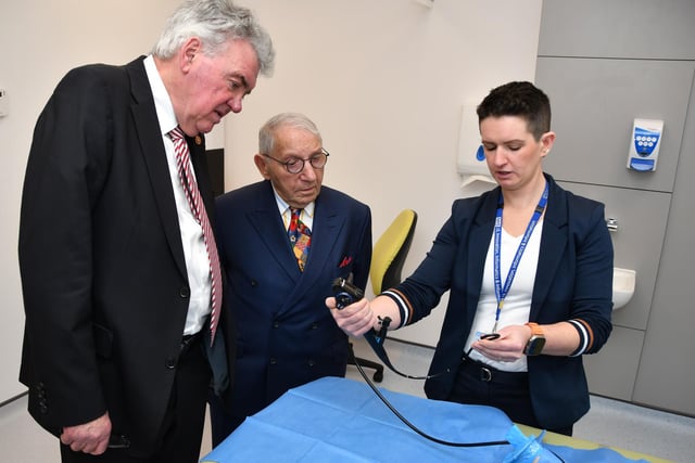 Dr Sarah Hart, Urology Specialty Doctor and Integrated Care Board Electronic Patient Record Clinical Lead, demonstrating some of the technology used in urology.