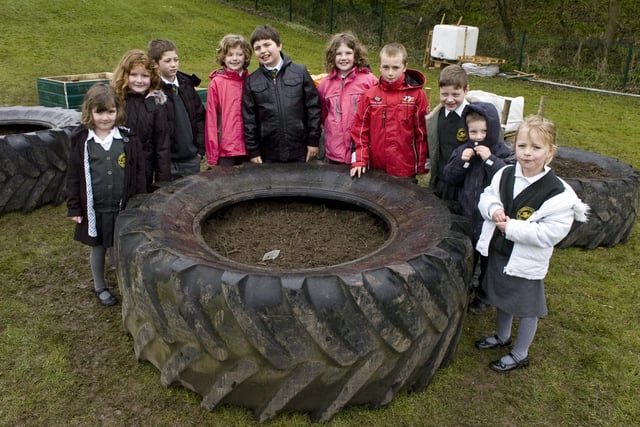 Pupils from Gastang St Thomas' CE Primary School at their new allotment at the school