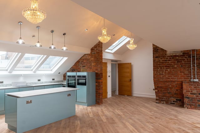 An open plan living/kitchen area inside one of the converted apartments at The Battery in Morecambe. Photo: Kelvin Stuttard