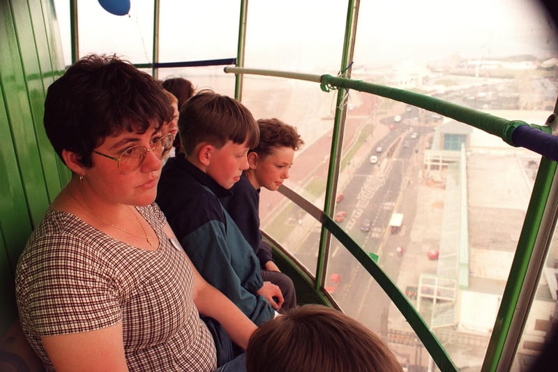 Taking a ride in the Polo Tower with great views across the bay.