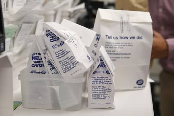 Made-up packages of prescription medication, is pictured on the counter inside a Boots pharmacy. (Photo by ISABEL INFANTES / AFP) (Photo by ISABEL INFANTES/AFP via Getty Images)