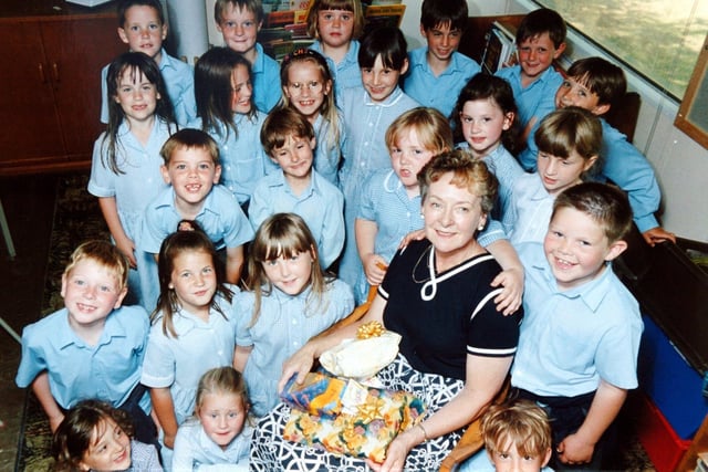 Lancashire Post reader Marjorey Prentice of Bowgreave, sent in this picture from Kirkland CE School (now called Kirkland and Catterall CE School) on the day of her retirement from the school