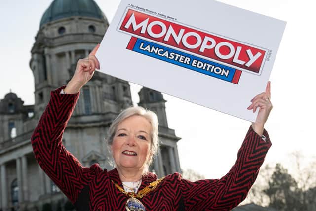 The Mayor of Lancaster Coun Joyce Pritchard at the launch event of Lancaster's edition of Monopoly. Photo: Kelvin Stuttard