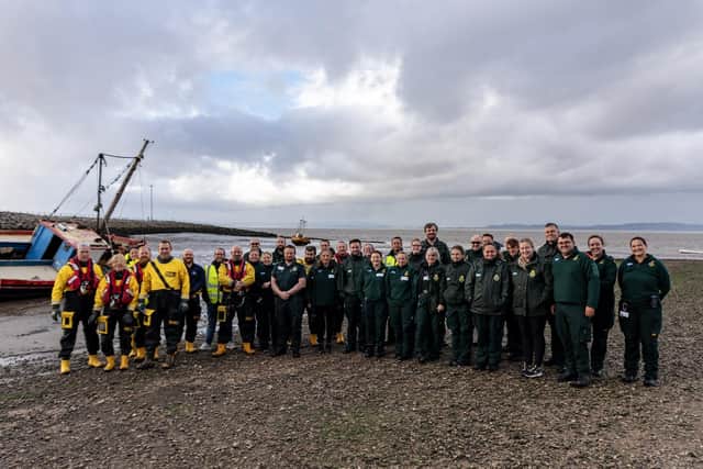 Emergency services including NWAS, RNLI, Police dive team and Mountain Rescue joined forces in Morecambe for a training day.