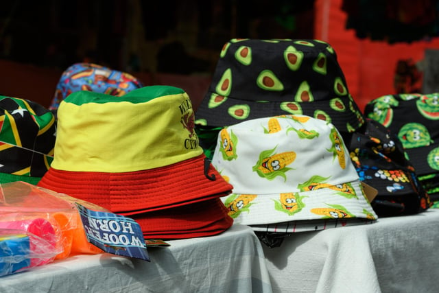 Hats for sale at the International Market in Dalton Square, Lancaster. Photo: Kelvin Stuttard