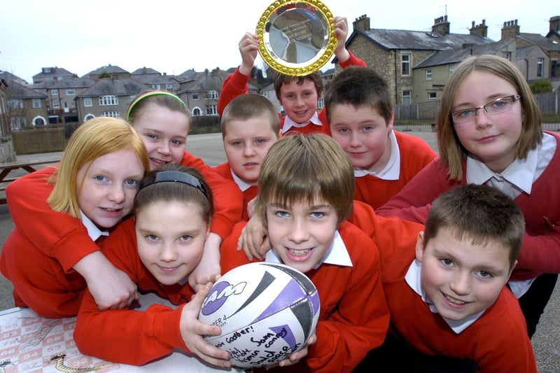 Pupils from Skerton St Luke's School who won the Plate Competition at a Tag Rugby Tournament held at Central Lancaster High School. Team members were James Cookson, Reece Gillon, Yasmin Dodd, Lauren Burgess, Ellen Hughes, Stephanie Godber, Robbie Mackintosh Green, Sam Conroy and Daniel Birchel.