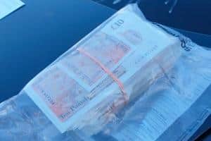 £10k in cash was seized after a car was stopped on the M6 near Lancaster.
