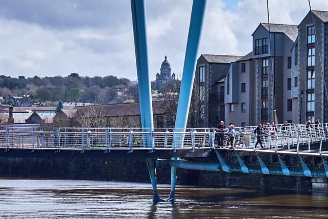 Mark Pickup took this picture looking towards the Millennium Bridge Lancaster, from the side of St George's Quay.