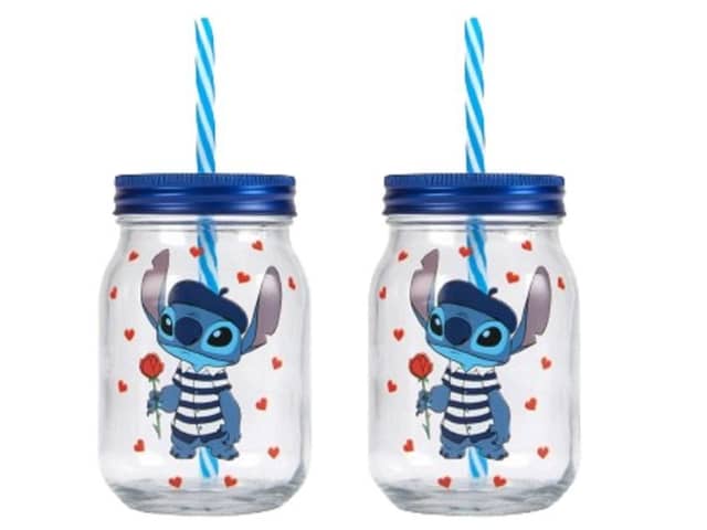 Disney Stitch Mason Jar With Straw Set of 2, £6.