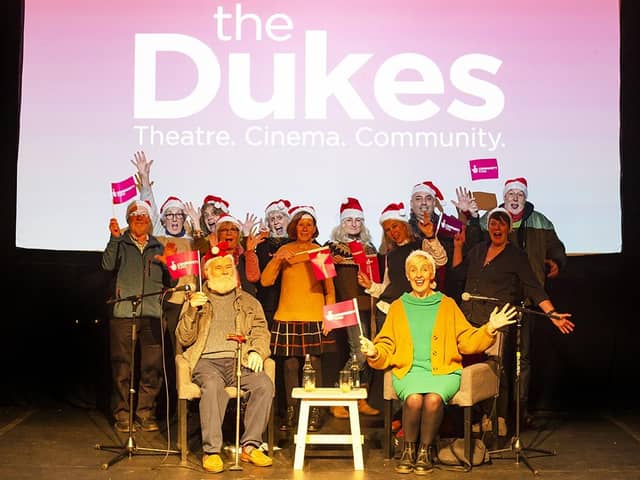 Staff at The Dukes in Lancaster with Julie Hesmondhalgh (bottom right).