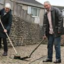 Leader of Lancaster City Council Caroline Jackson with Kevin Smith who has been cleaning up the alleys near his home.