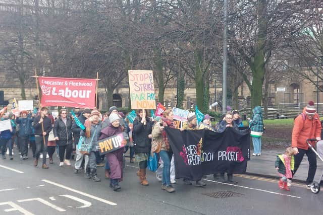 The teachers' strike march through Lancaster.