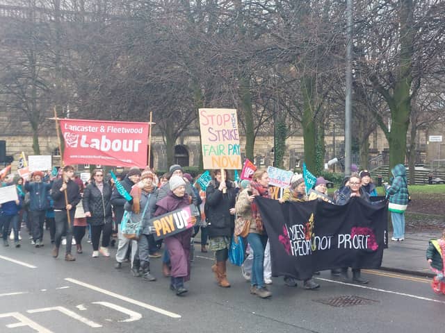 The teachers' strike march through Lancaster.