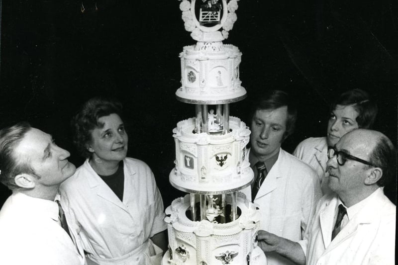 A bridal cake made by Morecambe confectioner David Adams for Princess Anne's wedding to Captain Mark Phillips.