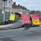 Looking down Woodhill Lane from West End Road in Morecambe where the road is closed.