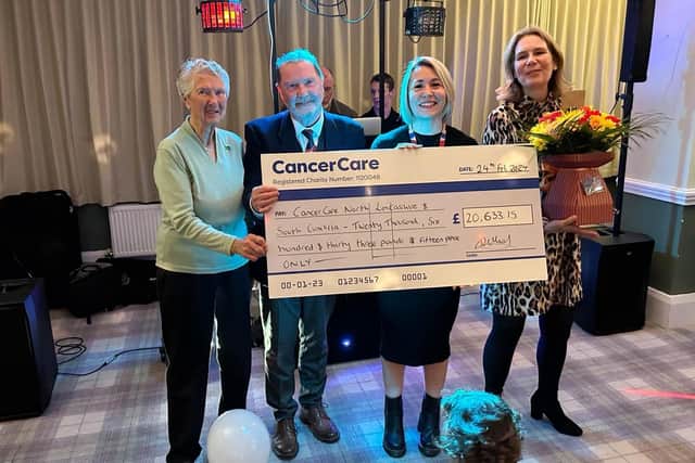 From left: Rosemary A Rogers (President, Morecambe Golf Club); Gerry Farrell (Men's Captain); Kat Michaels from CancerCare, and Jane Brooks (Ladies’ Captain).