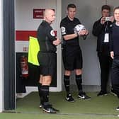 Derek Adams awaits his introduction to the crowd after returning as Morecambe boss last year Picture: Michael Williamson