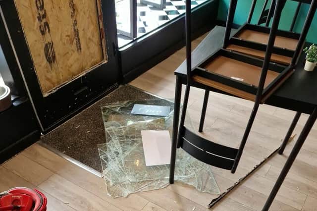 The damage caused by the second break-in at Pure Vegan.