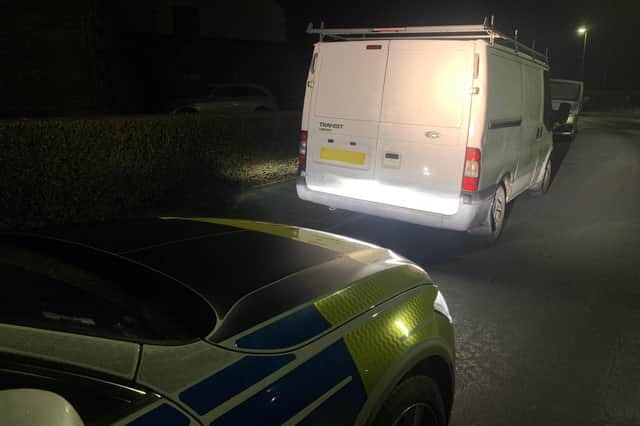 Police stopped this van in Lancaster overnight on Wednesday.