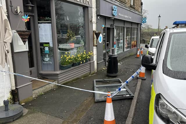 The scene of the ATM theft at the Co-op in Ingleton. Picture by North Yorkshire Weather Updates.