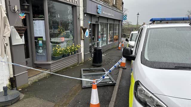 The scene of the ATM theft at the Co-op in Ingleton. Picture by North Yorkshire Weather Updates.