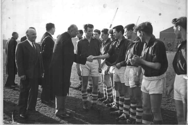 Terry Ainsworth in 1958-59 when Lancashire were at Fulham. It was the final of the Gillette Cup which was played between all the English County Boys' Clubs Teams, the crowd was around 11,000 and Lancashire lost 2-0. Pre-match and halftime entertainment was provided by the Dagenham Girl Pipers.
