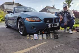 Heath Ellis with his beloved car.