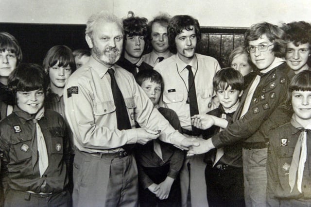 Members of the 23rd Lancaster(Christ Church) Scouts at a presentation in the Seventies.