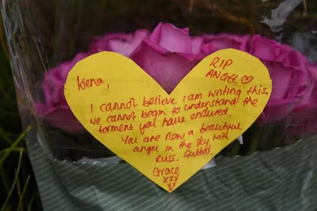 Hundreds of floral tributes have been left in memory of Kiena Dawes outside her mum's house in Carlyle Avenue, Blackpool