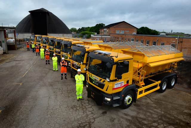 Lancashire County Council's fleet of gritters and their crews who will be out working around the clock to try to keep traffic moving on the main routes.