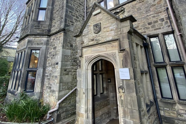 The front entrance at Priory Close, St Mary's Gate, Lancaster.