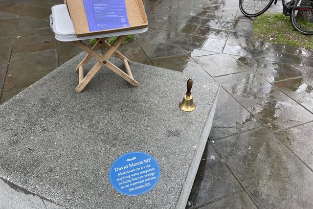 Satirical blue plaques were placed in various locations around Morecambe in protest.