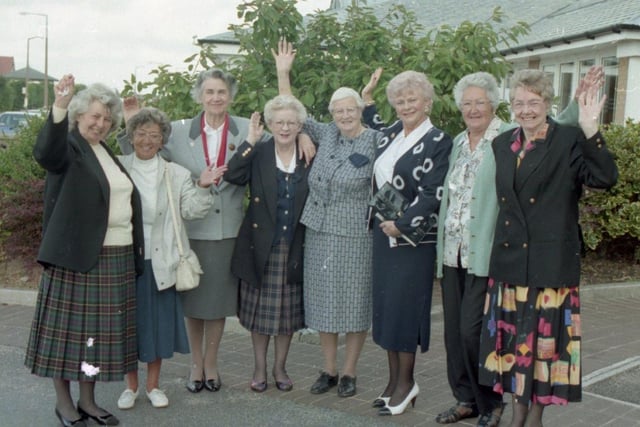 Former ATS girls, who served in Berlin during 1948/9 at the height of the Russian blockade of the German city, were reunited at a Fylde coast hotel. It has taken 10 years for Mrs Jean Eastham to track down some of the girls she served with for the get-together at the Dalmeny Hotel, St Annes. Former ATS girls (left to right) Dorothy Lyle, Vina Fraser, Kathleen Paul, Mickey Corstin, Edna Quinlan, Jean Eastham, Freda Williams, Margaret McCue, Dorothy Nixon and Elsie Hardy