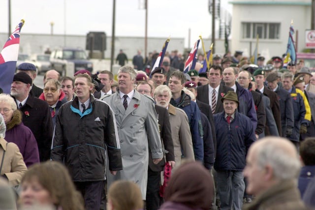 The Service of Remembrance parade to Morecambe Cenotaph